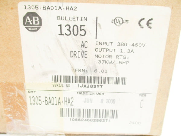 ALLEN BRADLEY 1305-BA01A-HA2 SER. C F/W 6.01 (BR/WH) (AS PICTURED) NSMP