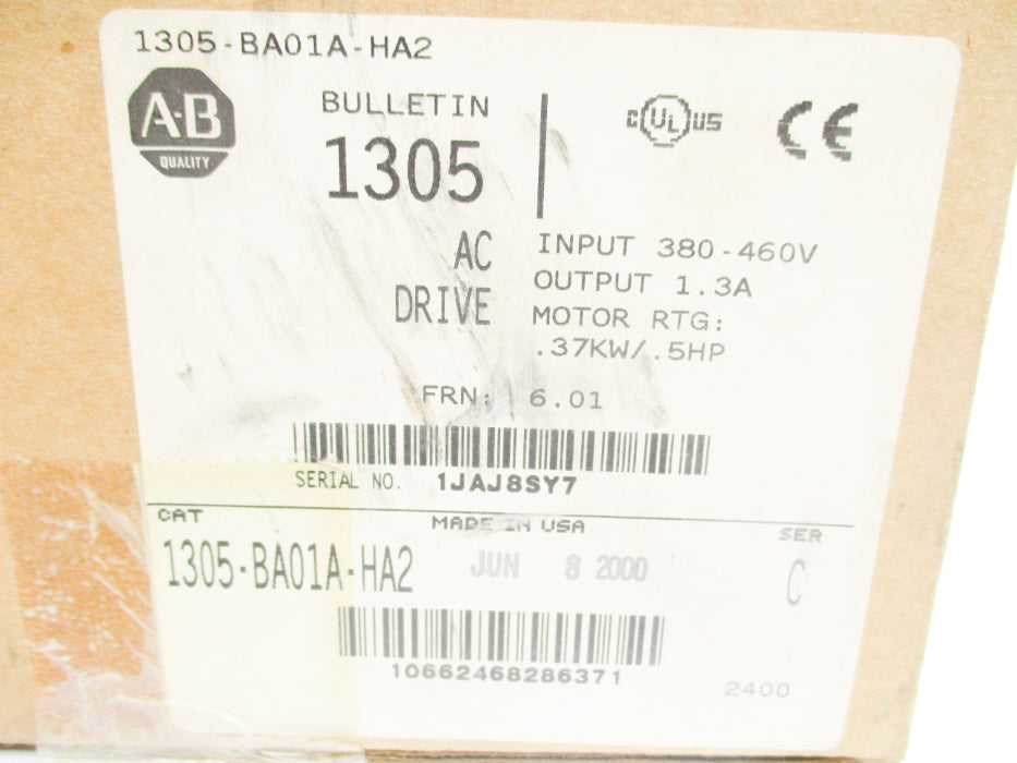ALLEN BRADLEY 1305-BA01A-HA2 SER. C F/W 6.01 (BR/WH) (AS PICTURED) NSMP
