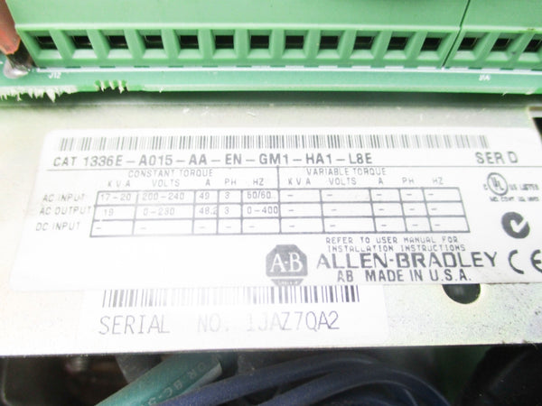 ALLEN BRADLEY 1336E-A015-AA-EN-GM1-HA1-L8E SER. D UNMP