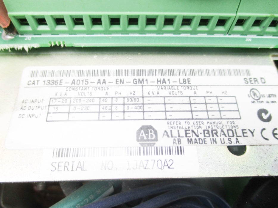 ALLEN BRADLEY 1336E-A015-AA-EN-GM1-HA1-L8E SER. D UNMP
