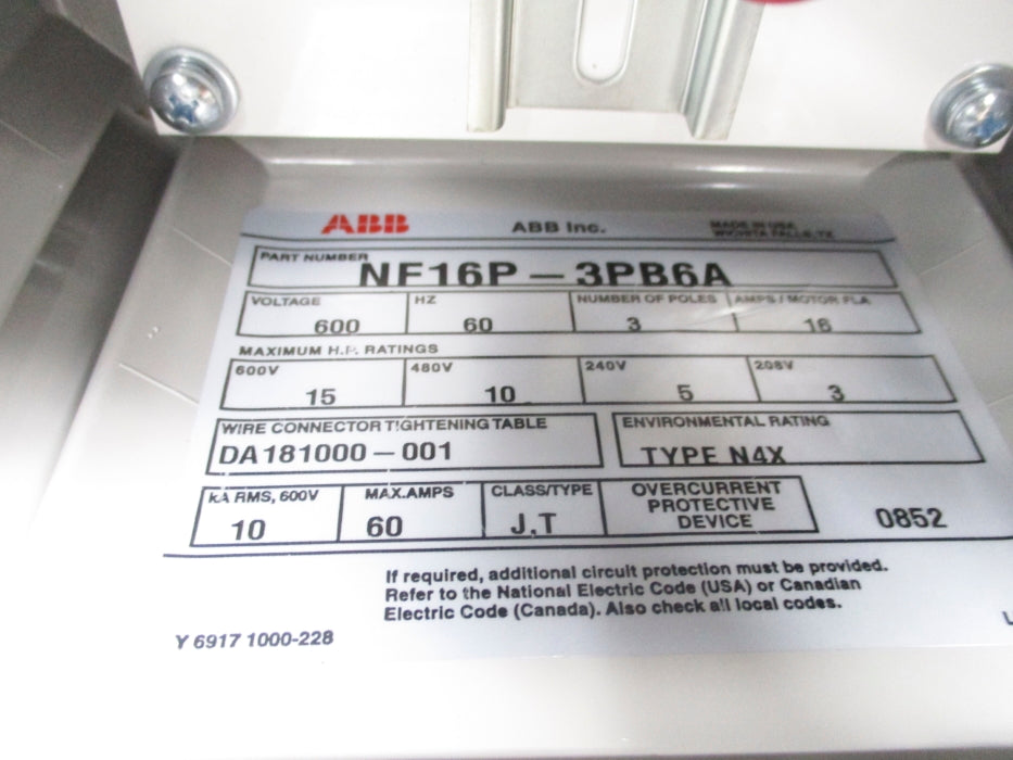 ABB NF16P-3PB6A NSNP
