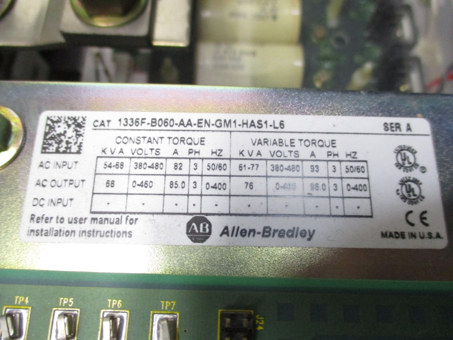 ALLEN BRADLEY 1336F-B060-AA-EN-GM1-HAS1-L6 SER. A UNMP