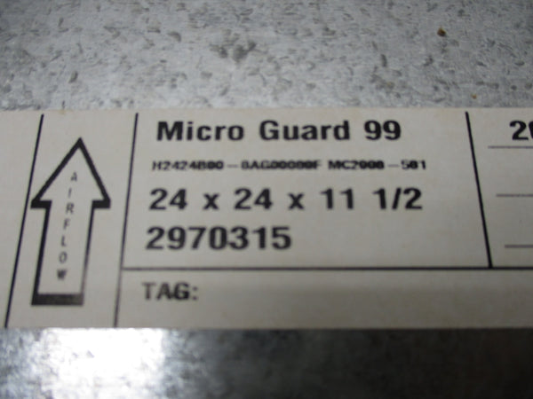 AIRGUARD 2970315 H2424B00-0AG00000F 24X24X11 1/2 NSMP