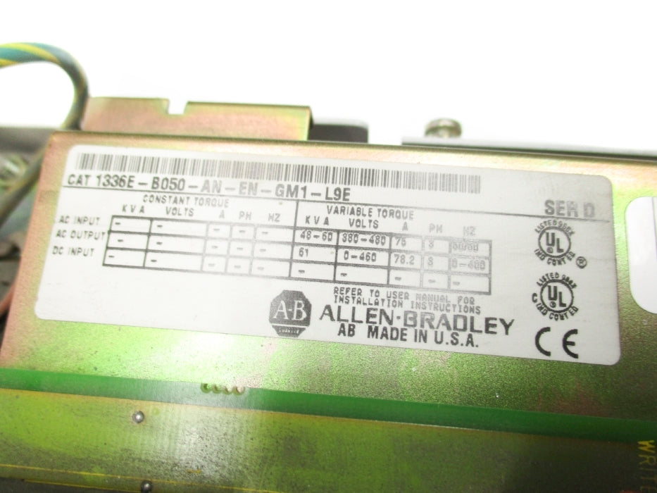 ALLEN BRADLEY 1336E-B050-AN-EN-GM1-L9E SER. D UNMP