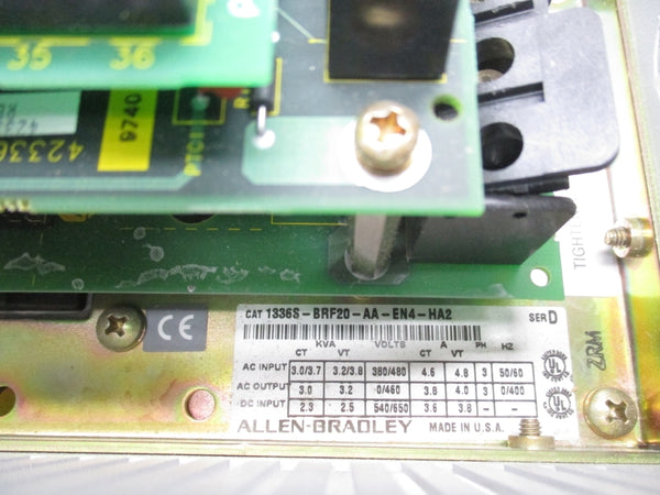 ALLEN BRADLEY 1336S-BRF20-AA-EN4-HA2 SER. D NUPI