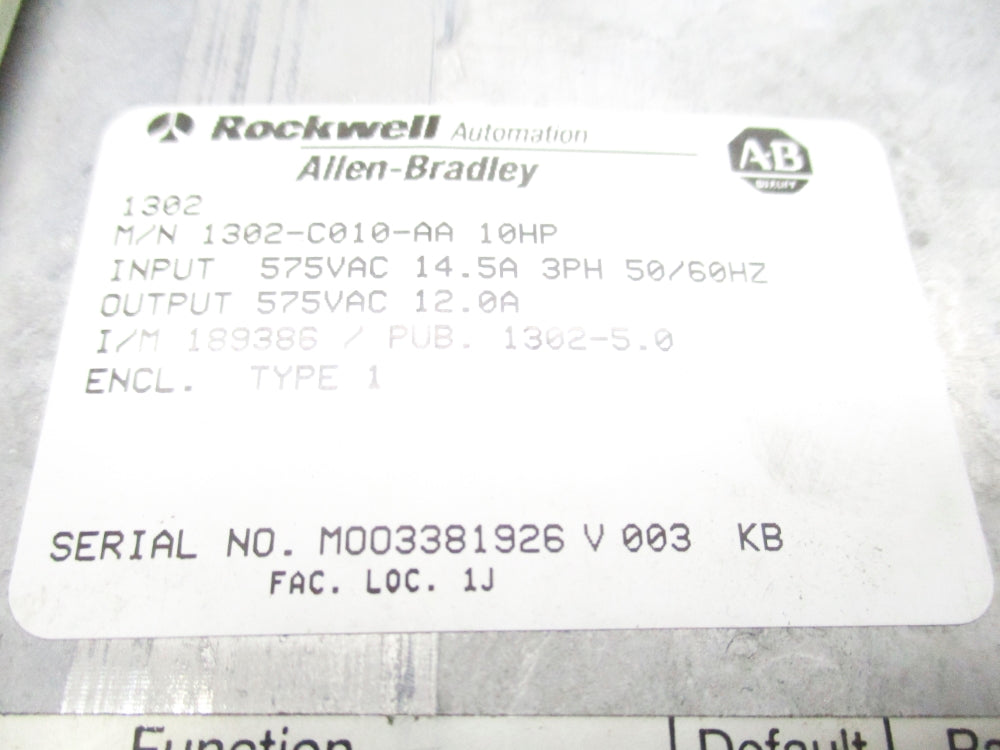 ALLEN BRADLEY 1302-C010-AA UNMP