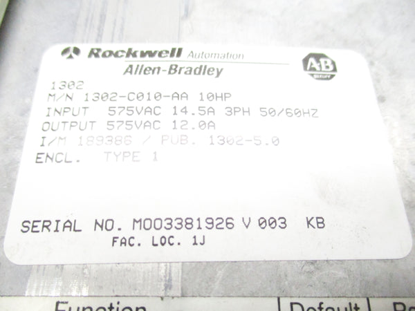 ALLEN BRADLEY 1302-C010-AA UNMP