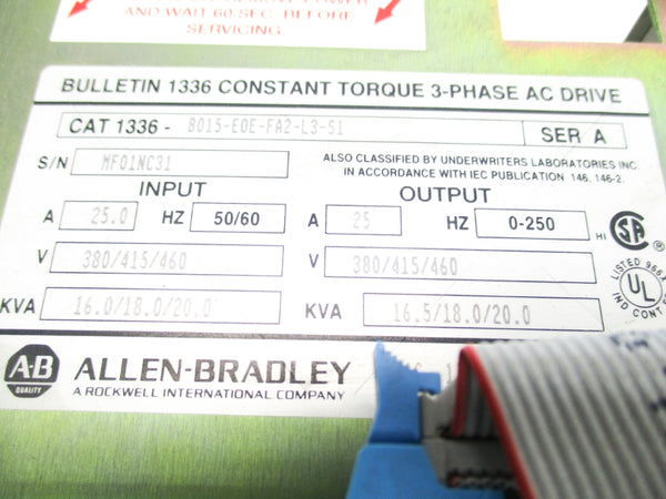 ALLEN BRADLEY 1336-B015-E0E-FA2-L3-S1 SER. A (AS PICTURED) NSNP