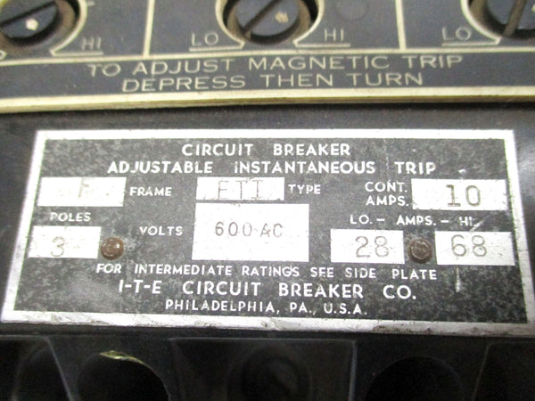 I-T-E CIRCUIT BREAKER ETI310 UNMP