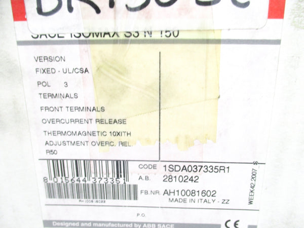 ABB AH10081602 1SDA037335R1 50A 600V NSMP