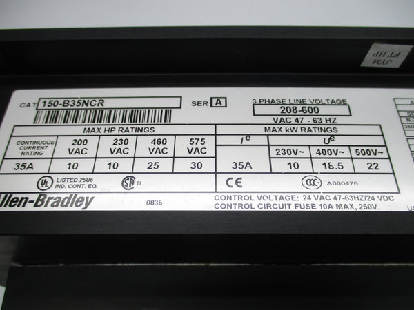ALLEN BRADLEY 150-B35NCR SER. A 200-600V 35A F/W 2.01C NSMP