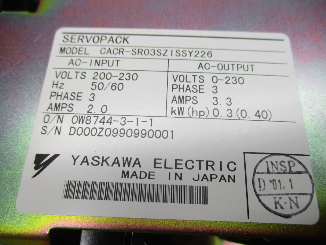 YASKAWA CACR-SR03SZ1SSY226 200-230V 2A NSMP
