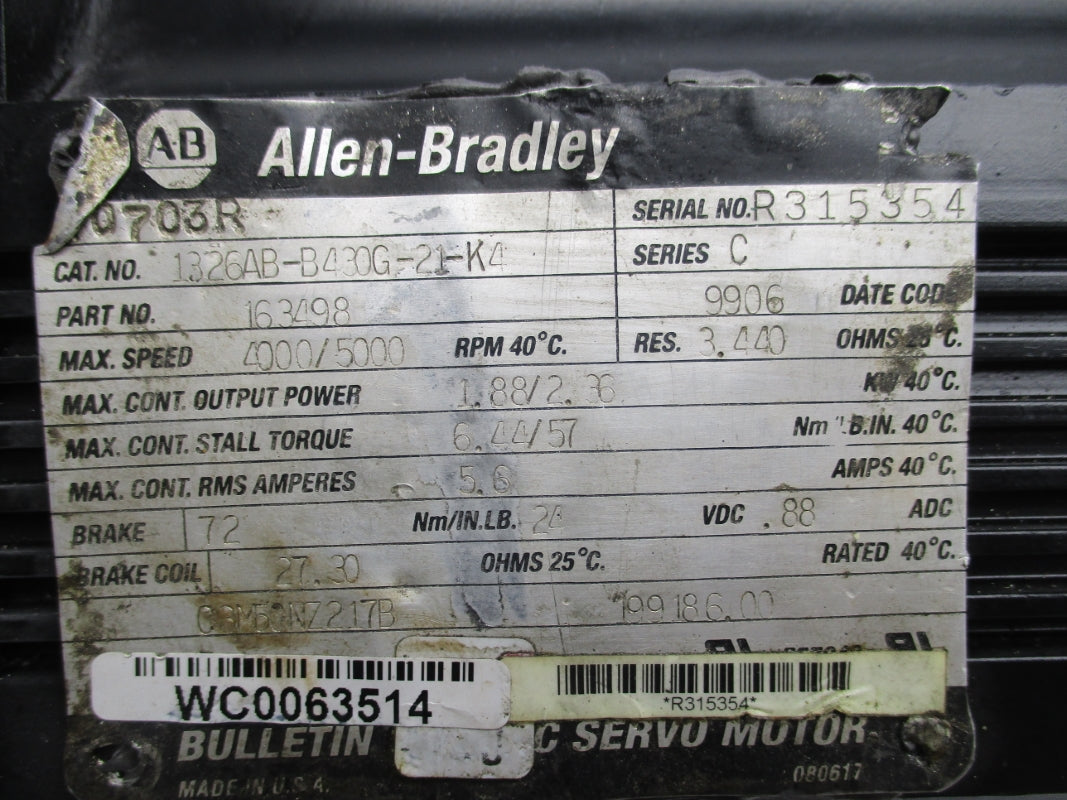 ALLEN BRADLEY 1326AB-B430G-21-K4 SER. C 24VDC UNMP