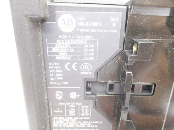 ALLEN BRADLEY 100-B110NC3 SER. B 550-600V (BR/WH) NSMP