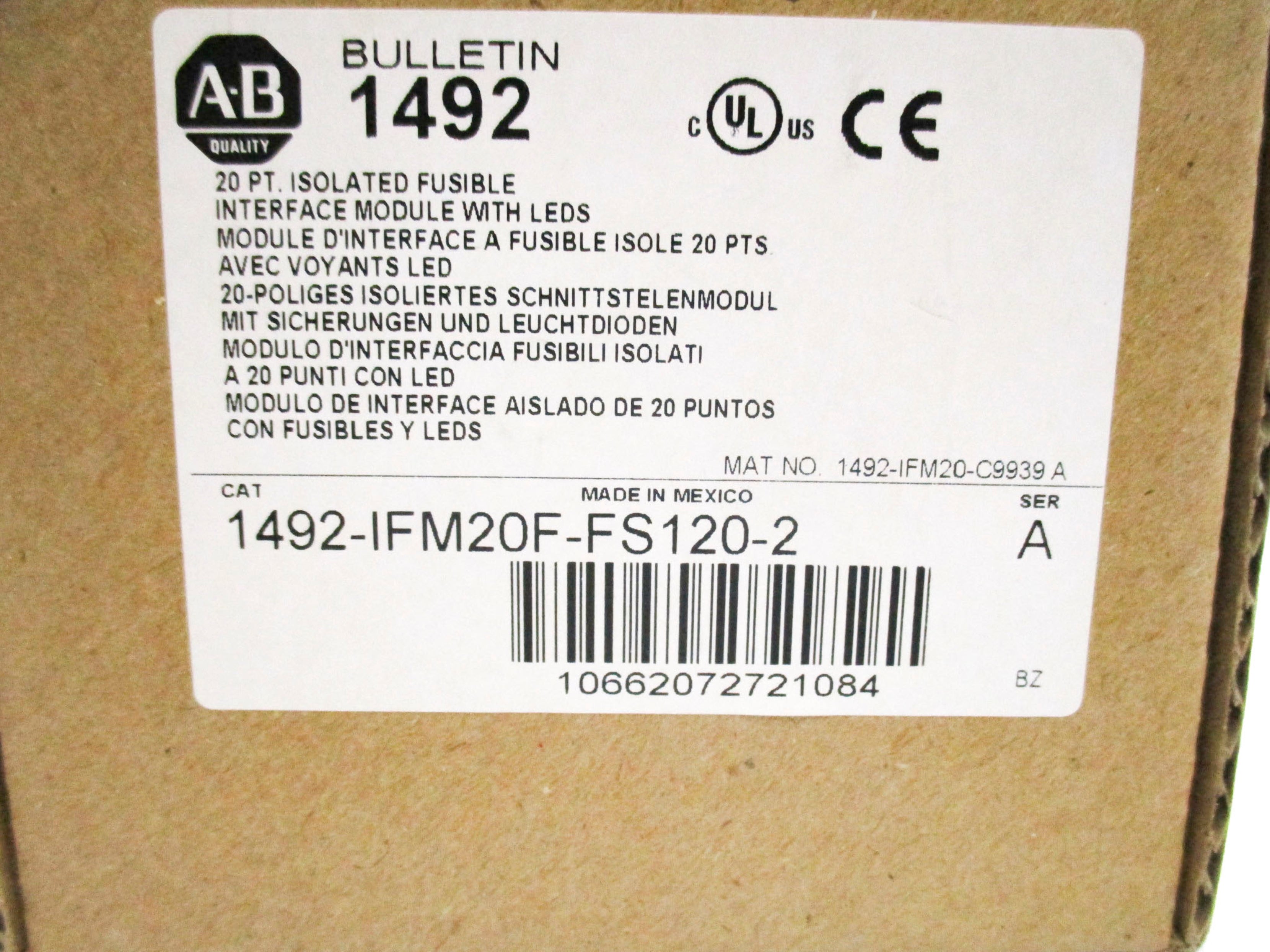 ALLEN BRADLEY 1492-IFM20F-FS120-2 SER. A 85-132VAC/DC NSMP