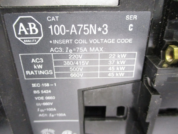 ALLEN BRADLEY 100-A75ND3 SER. C 110/120V 75A NSNP