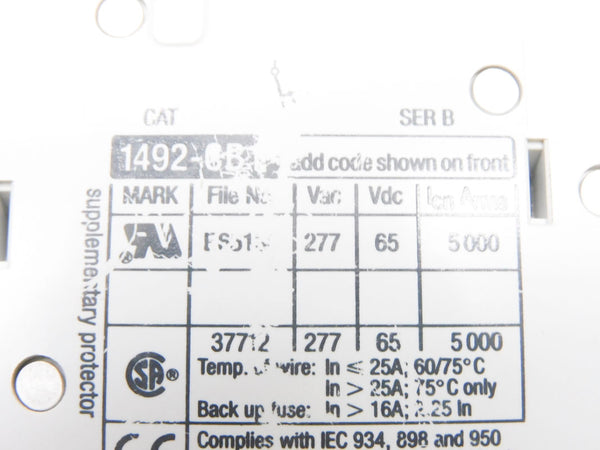 ALLEN BRADLEY 1492-CB1G500 SER. B 50A 277V NSNP