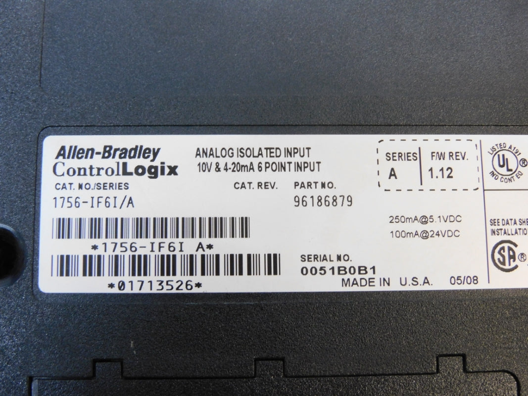 ALLEN BRADLEY 1756-IF6I SER. A F/W 1.2 24VDC NSNP