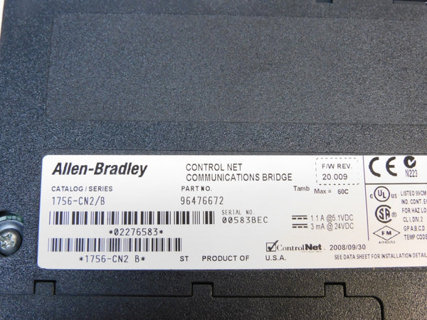 ALLEN BRADLEY 1756-CN2 SER. B F/W 20.009 24VDC NSNP