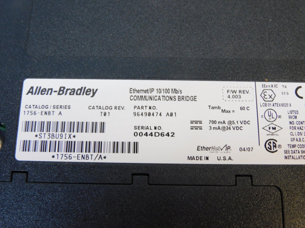 ALLEN BRADLEY 1756-ENBT SER. A F/W 4.003 24VDC NSMP