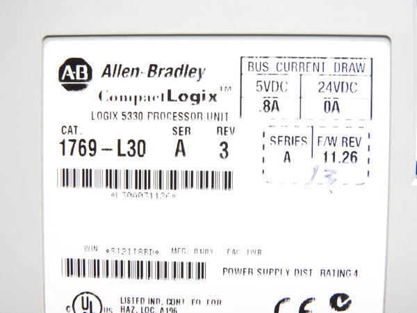 ALLEN BRADLEY 1769-L30 SER. A F/W 11.26 (NO KEY) NSMP