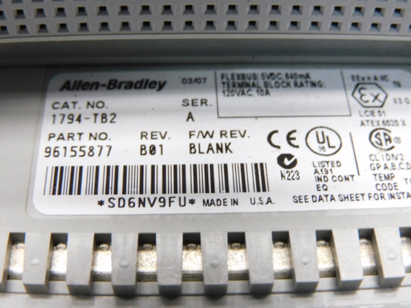 ALLEN BRADLEY 1794-TB2 SER. A 120VAC 10A NSMP