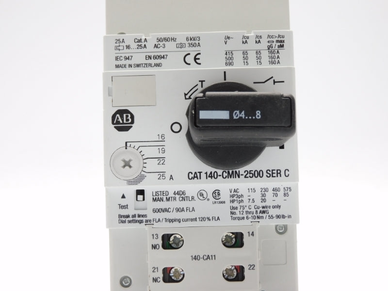 ALLEN BRADLEY 140-CMN-2500-CX-KN SER. C 575VAC 25A (BR/WH) NSMP