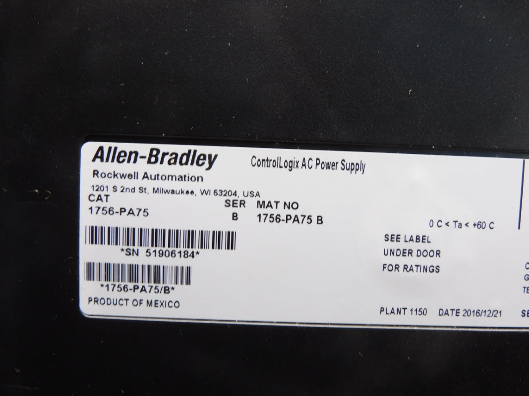 ALLEN BRADLEY 1756-PA75 SER. B 120/240VAC 13.0A NSMP