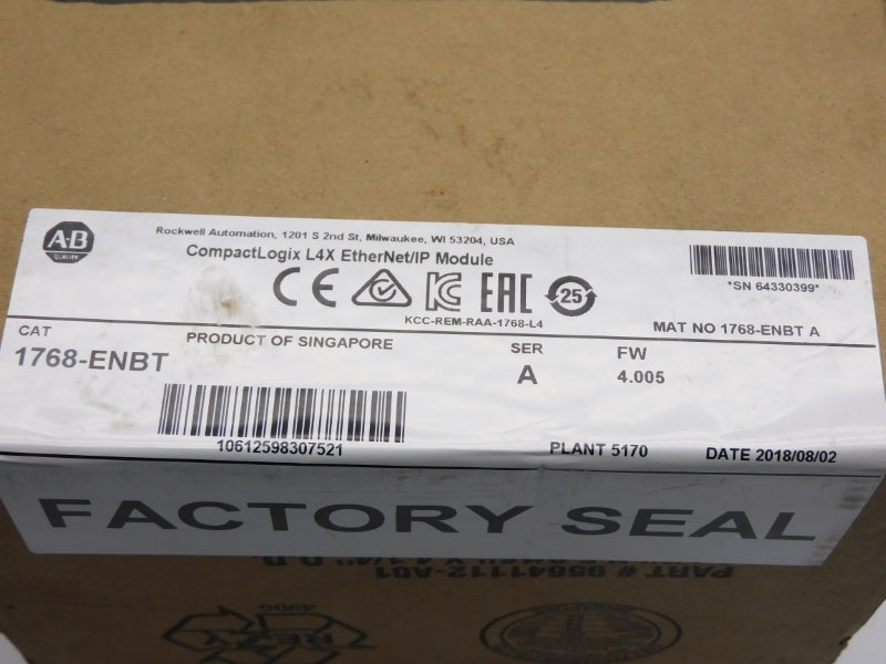 ALLEN BRADLEY 1768-ENBT SER. A F/W 4.005 DATE: 2018 NSFS