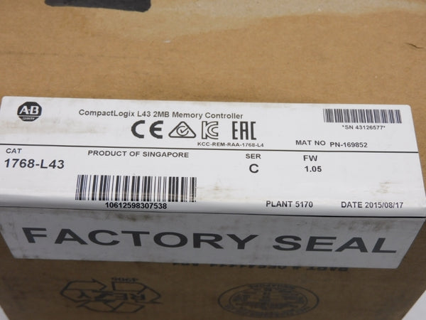 ALLEN BRADLEY 1768-L43 SER. C F/W: 1.05 DATE: 2015 NSFS