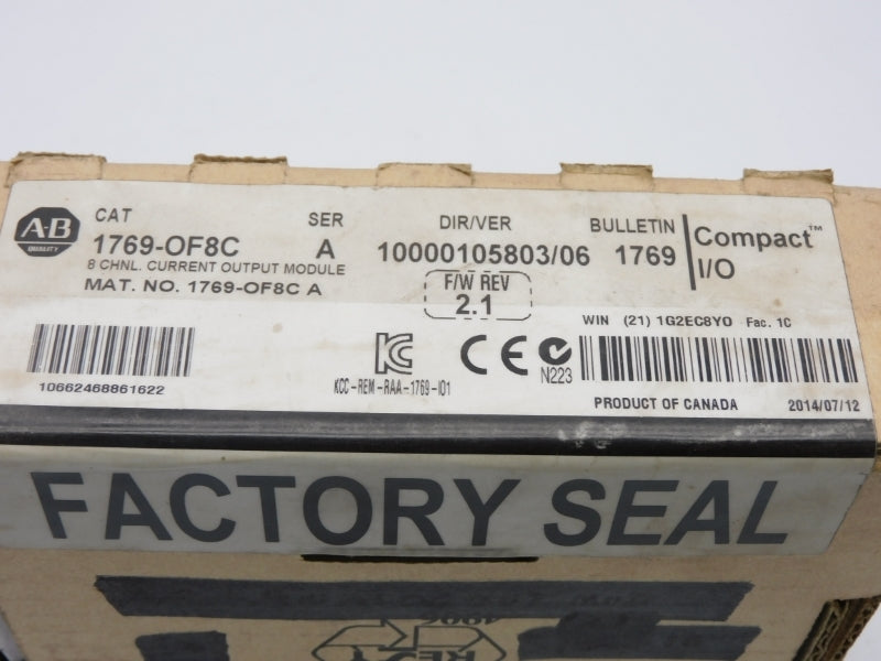 ALLEN BRADLEY 1769-OF8C SER. A F/W 2.1 DATE: 2014 NSFS