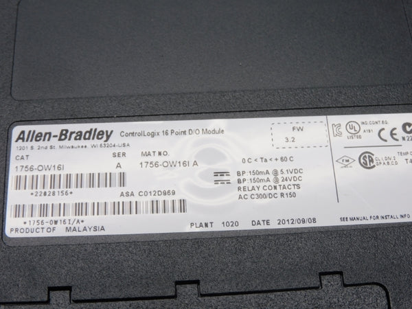 ALLEN BRADLEY 1756-OW16I SER. A F/W 3.2 24VDC NSMP