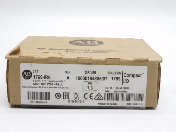 ALLEN BRADLEY 1769-IR6 SER. A 24VDC 0.035A F/W 1.3 NSMP