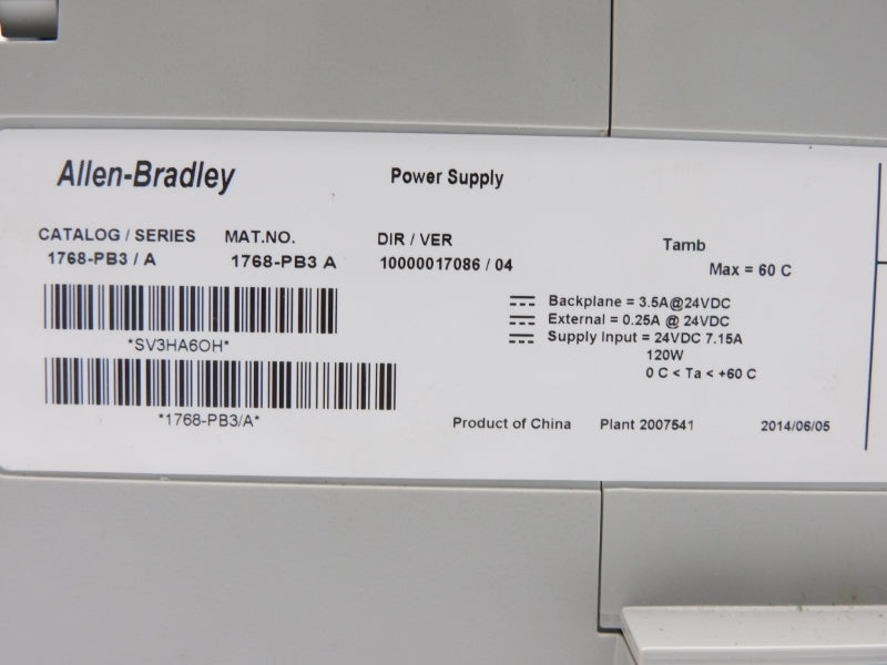ALLEN BRADLEY 1768-PB3 SER. A 24VDC 7.15A NSMP