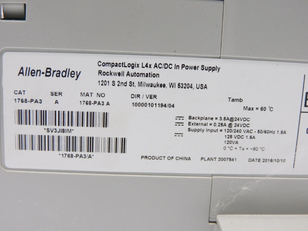 ALLEN BRADLEY 1768-PA3 SER. A 120/240VAC 1.5A NSMP
