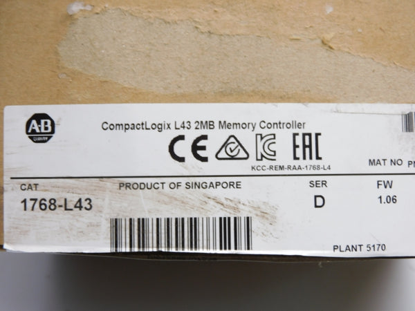 ALLEN BRADLEY 1768-L43 SER. D 24VDC 1.3A F/W 1.06 NSMP
