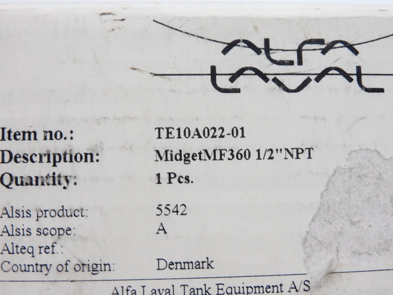 ALFA LAVAL TE10A022-01 MF360 1/2" NSMP