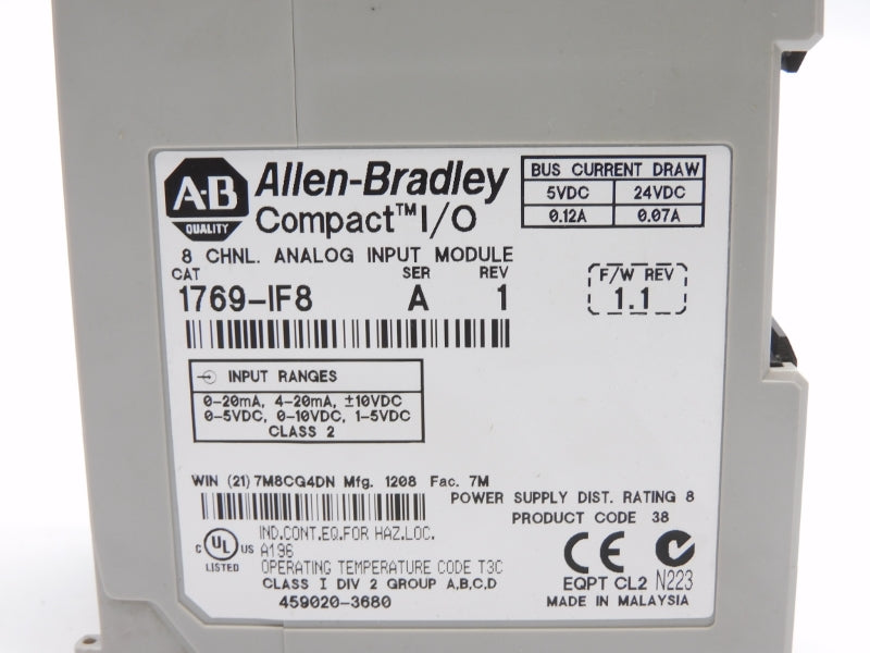 ALLEN BRADLEY 1769-IF8 SER. A 24VDC 0.12A F/W 1.1 (NO DOOR) NSNP