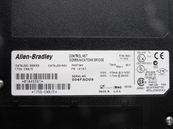 ALLEN BRADLEY 1756-CNB SER. E F/W 11.003 24VDC NSNP