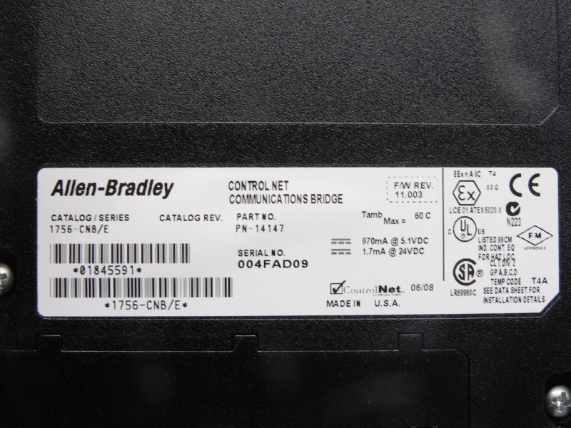 ALLEN BRADLEY 1756-CNB SER. E F/W 11.003 24VDC NSNP