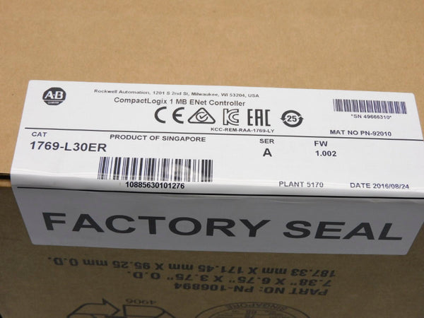 ALLEN BRADLEY 1769-L30ER SER. A F/W 1.002 DATE: 2016 NSFS