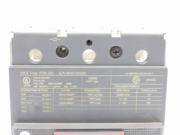 ABB XT3NU3200AFF000XXX 500V 200A UNMP