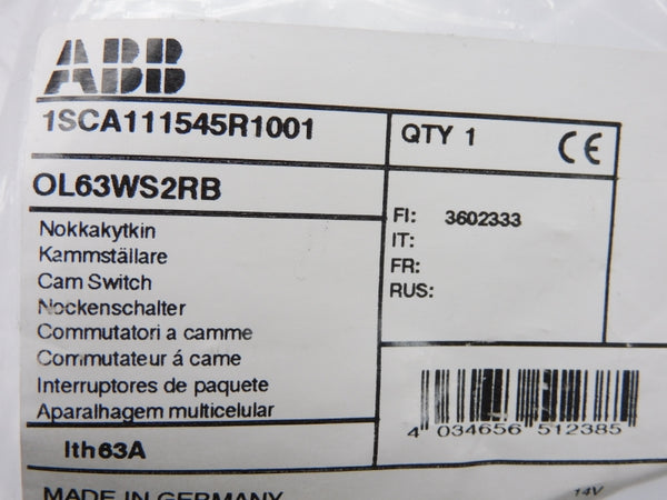 ABB 1SCA111545R1001 OL63WS2RB 600VAC 63A NSNP
