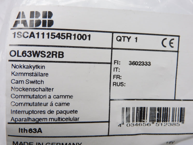 ABB 1SCA111545R1001 OL63WS2RB 600VAC 63A NSNP