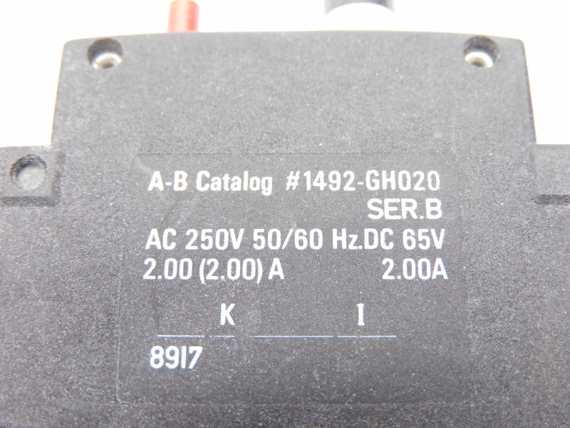 ALLEN BRADLEY 1492-GH020 SER. B 250V 2.00A (BK/YL) NSMP