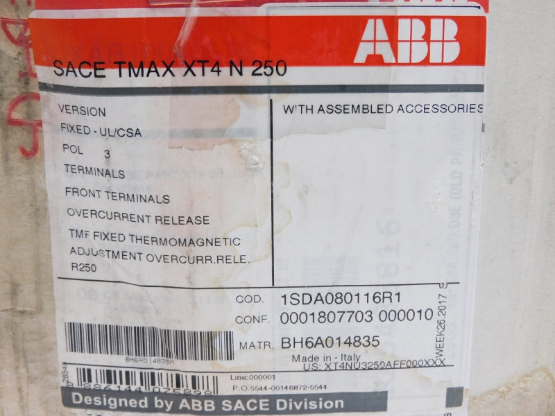 ABB 1SDA080116R1 SACETMAXT4N250 600V 250A NSMP
