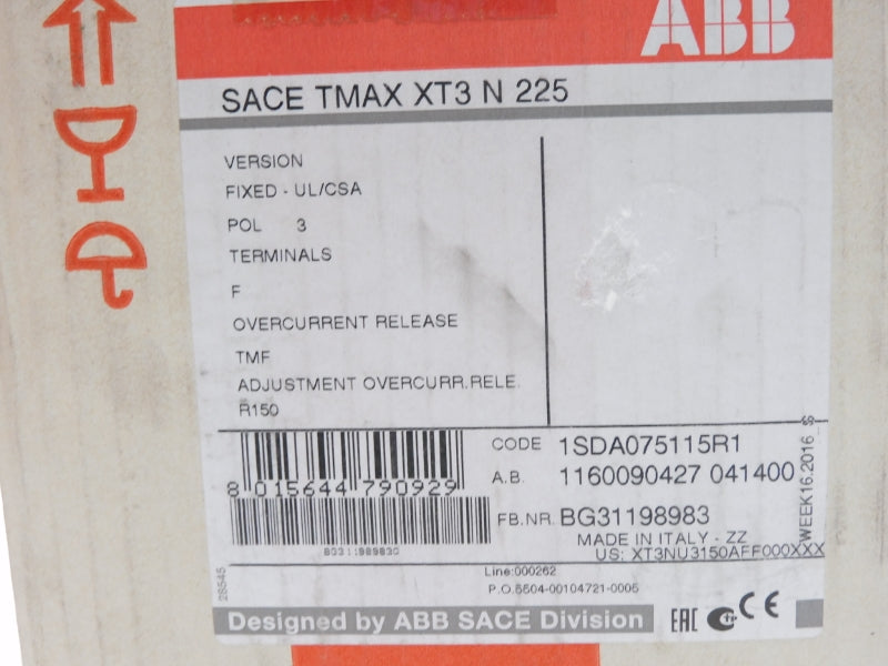 ABB 1SDA075115R1 SACETMAXXT3N225 225A NSFS