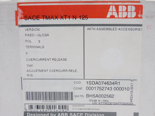 ABB 1SDA074634R1 SACETMAXXT1N125 125A NSFS