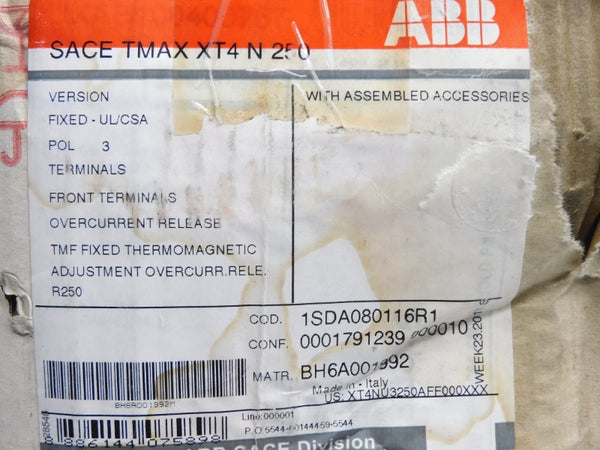 ABB 1SDA080116R1 SACETMAXT4N250 600V 250A (AS PICTURED) NSMP