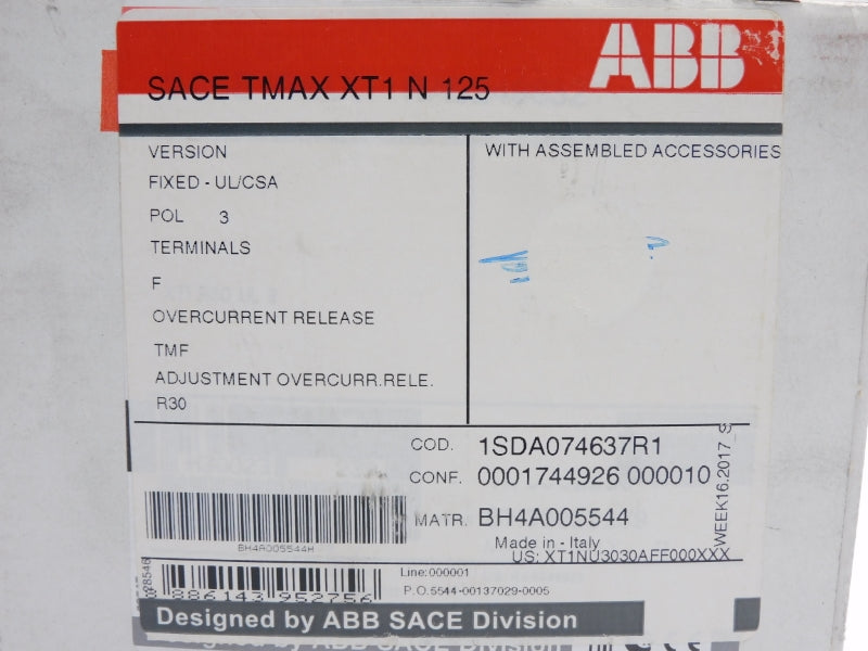 ABB 1SDA074637R1 SACETMAXXT1N125 125A NSFS